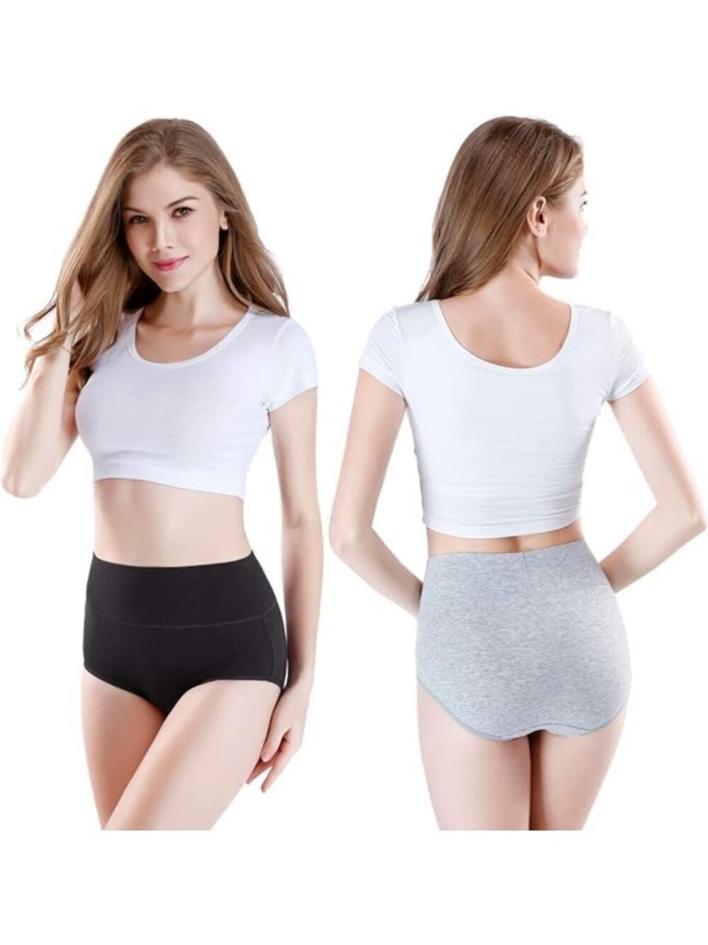High Waisted Cotton Briefs for Women - Full Coverage Underwear 4 Pack, Plus Size - Picture 2 of 5